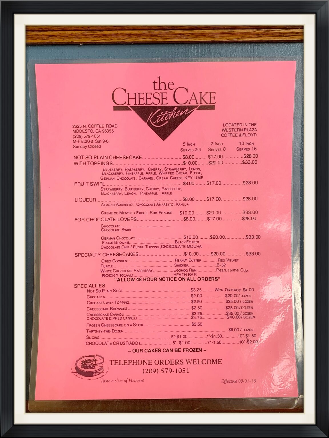 MENU The Cheesecake Kitchen